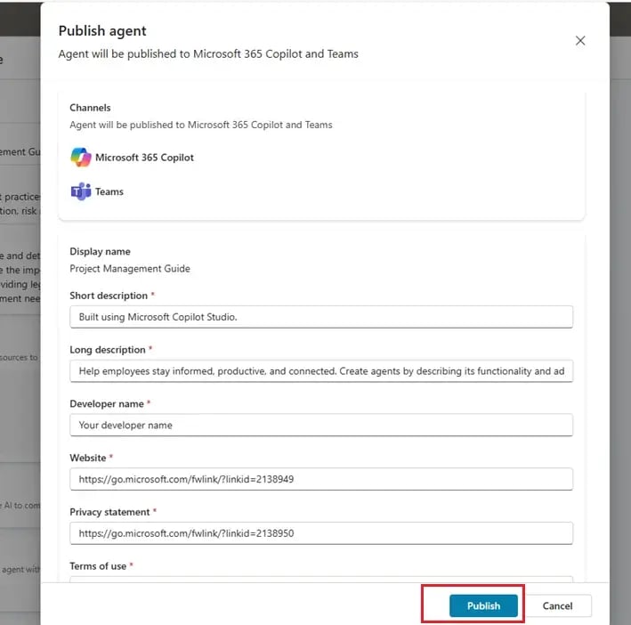 publishing-copilot-agent-screenshot