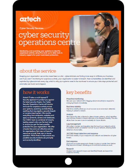 Cyber Security Operations Centre - Tablet Datasheet