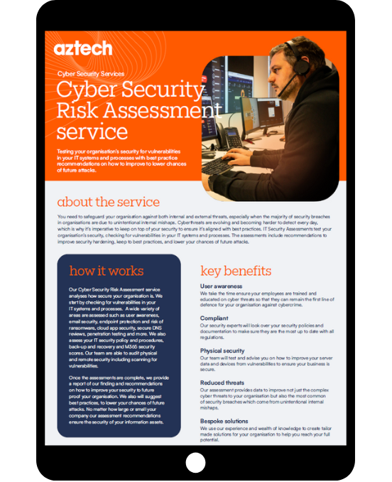 Cyber Security Risk Assessment - Tablet Datasheet