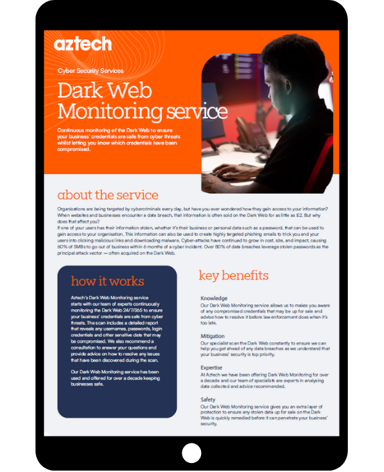 Dark Web Monitoring - Tablet Datasheet